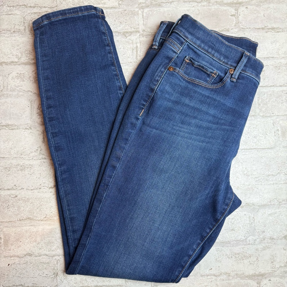 LOFT OUTLET WOMEN'S MID RISE BLUE DENIM MID/DARK WASH MODERN SKINNY JEANS 8😍